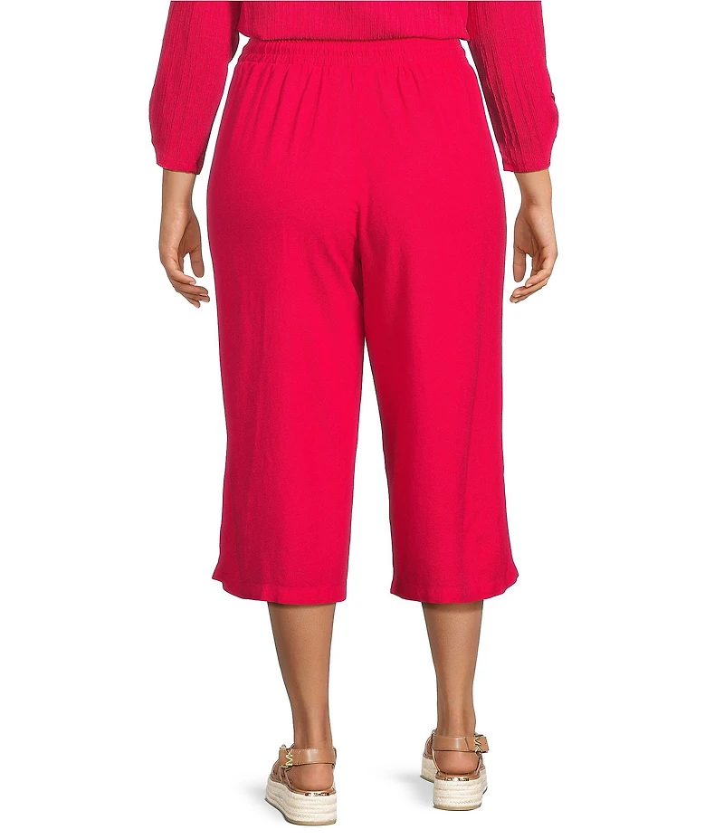 Allison Daley Plus Size Pomegranate Linen Blend Pull-On Capri Pants