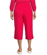 Allison Daley Plus Size Pomegranate Linen Blend Pull-On Capri Pants