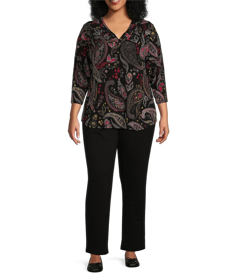 Allison Daley Plus Size Pull-On Straight Leg Ponte Pants