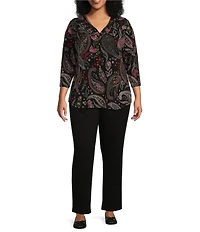 Allison Daley Plus Size Pull-On Straight Leg Ponte Pants