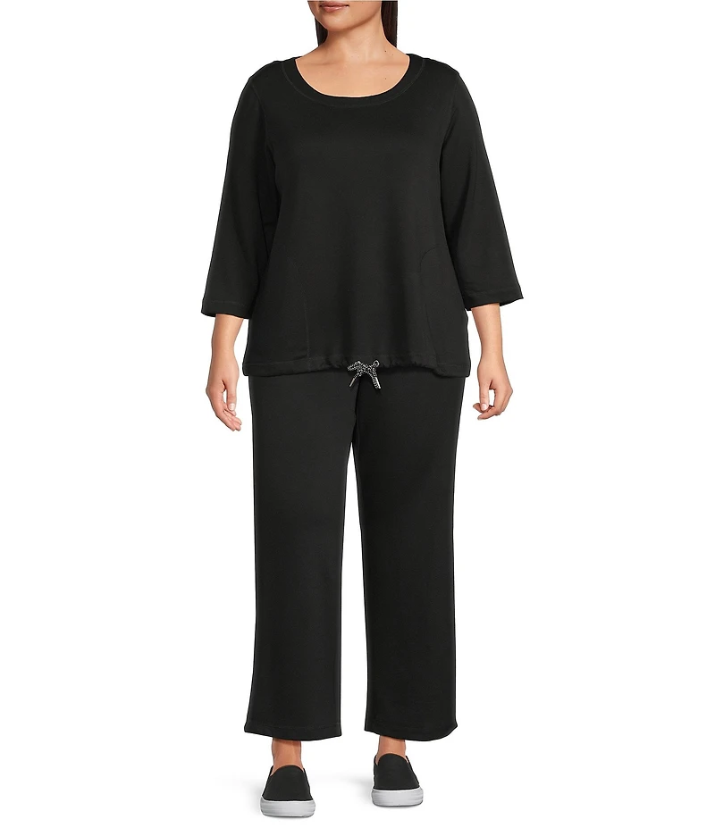 Allison Daley Plus Size Pull-On Waist Straight Leg Knit Pants