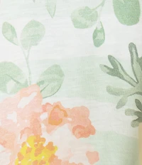 Allison Daley Plus Size Roses Stripe Print 3/4 Sleeve Keyhole Neck Top