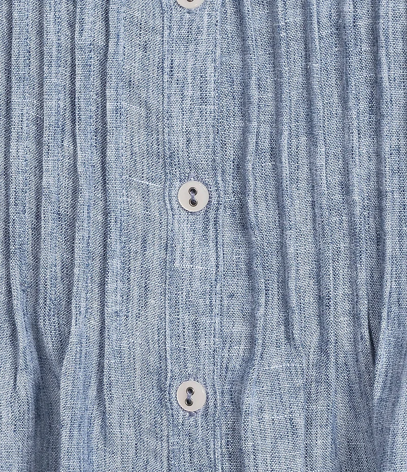 Allison Daley Plus Size Short Tie Sleeve Button Front Y-Neck Top