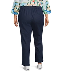 Allison Daley Plus Size Stretch Denim Straight Leg Elastic Waist Pull-On Pants