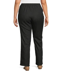 Allison Daley Plus Size Straight Leg Stretch Denim Elastic Waist Pull-On Pants