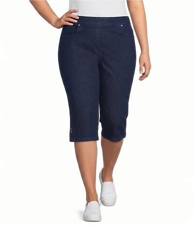 Allison Daley Plus Size Stretch Denim Pull-On Skimmer Pants
