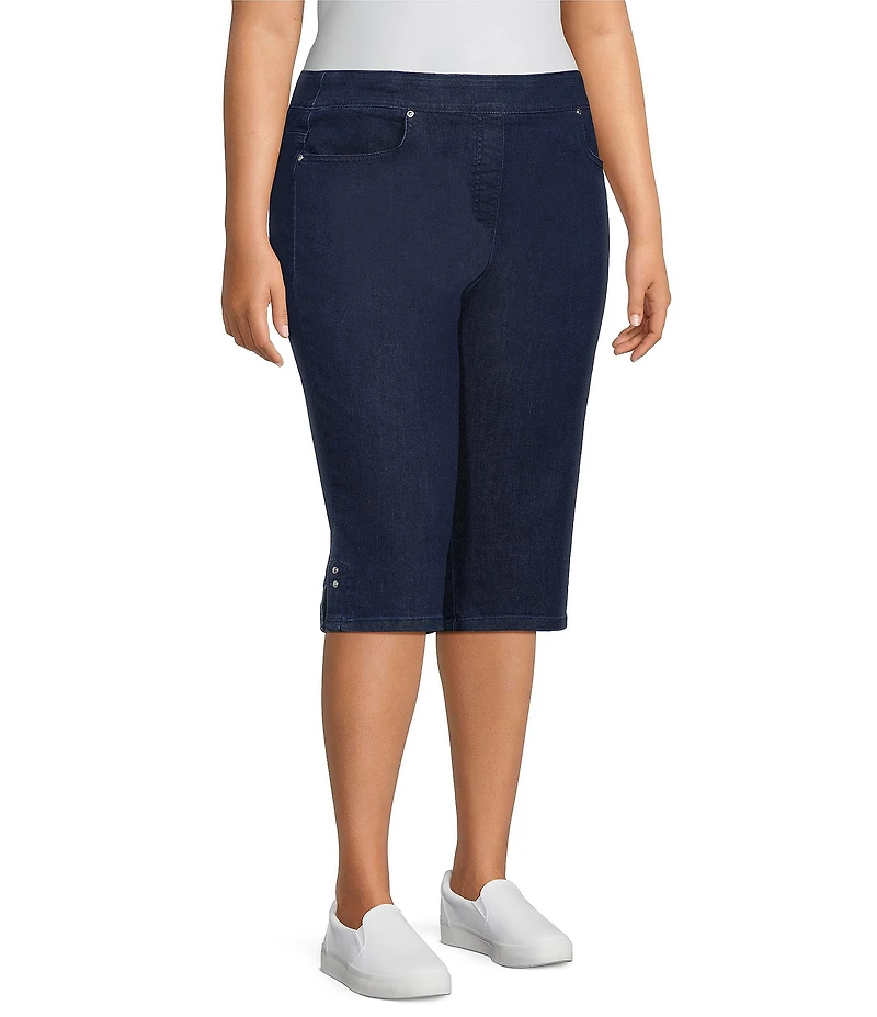 Allison Daley Plus Size Stretch Denim Pull-On Skimmer Pants