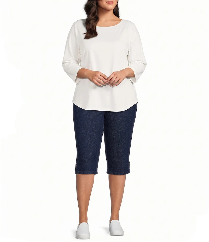 Allison Daley Plus Size Stretch Denim Pull-On Skimmer Pants