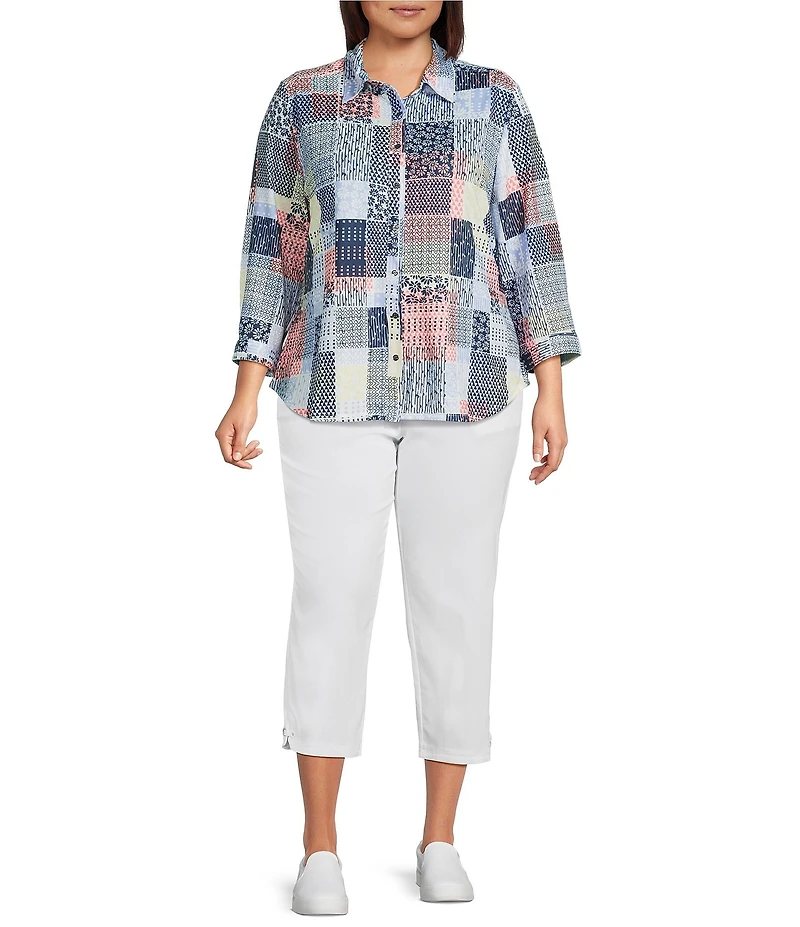 Allison Daley Plus Size Stretch Pull-On Straight Leg Crop Pants
