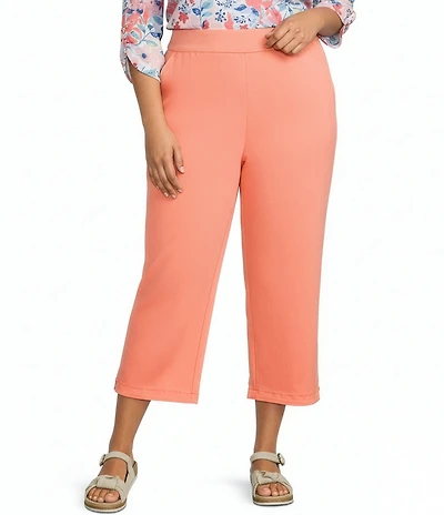 Allison Daley Plus Size Stretch Pull-On Straight Leg Crop Pants