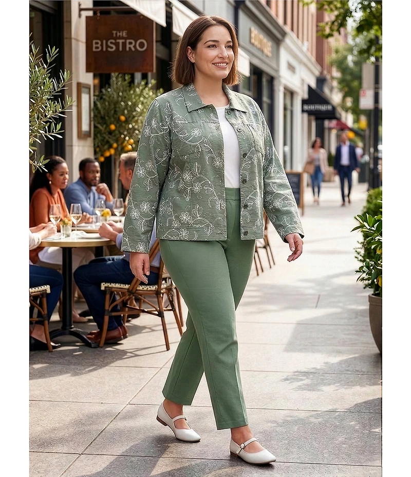 Allison Daley Plus Size Stretch Pull-On Straight Leg Pants