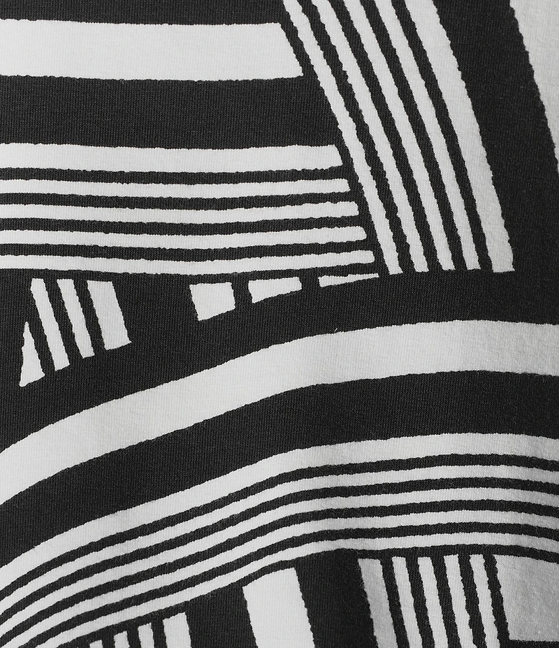 Allison Daley Plus Size Stripe Waves Print 3/4 Sleeve Keyhole Neck Knit Top