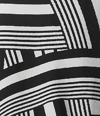 Allison Daley Plus Size Stripe Waves Print 3/4 Sleeve Keyhole Neck Knit Top