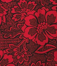 Allison Daley Plus Size Tango Red Floral Print 3/4 Sleeve Split-V Neck Knit Top