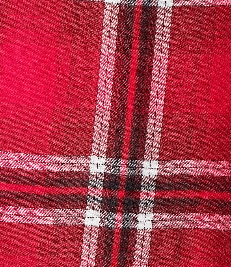 Allison Daley Plus Size Tango Red Ombre Plaid Long Sleeve Point Collar Button Front Shirt