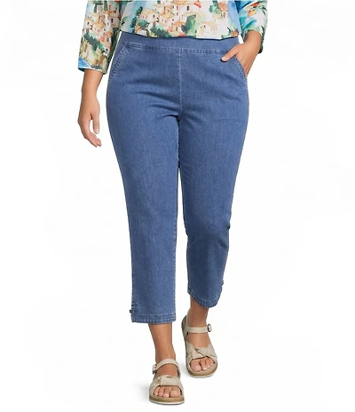 Allison Daley Plus Stretch Denim Pull-On Straight Leg Crop Pants