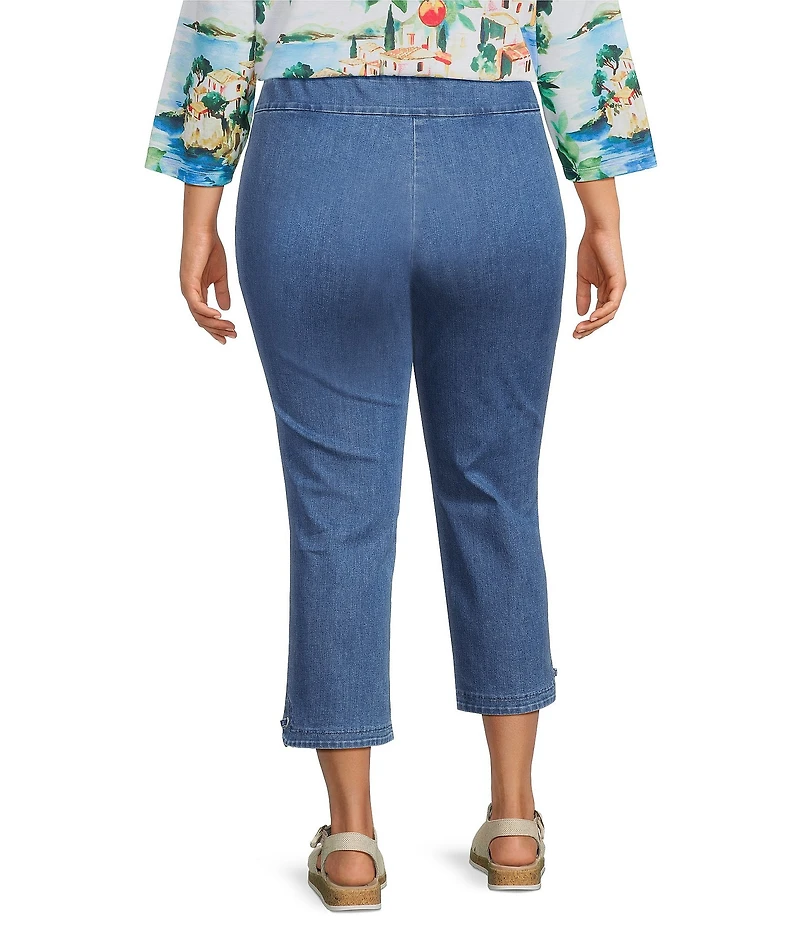 Allison Daley Plus Stretch Denim Pull-On Straight Leg Crop Pants