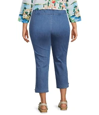 Allison Daley Plus Stretch Denim Pull-On Straight Leg Crop Pants