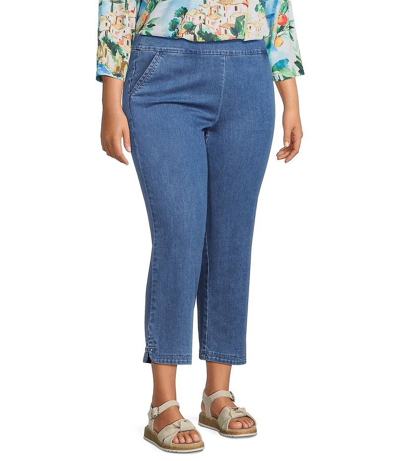 Allison Daley Plus Stretch Denim Pull-On Straight Leg Crop Pants