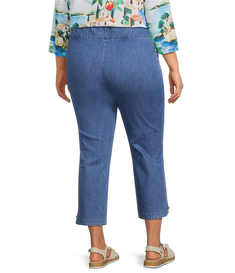 Allison Daley Plus Stretch Denim Pull-On Straight Leg Crop Pants