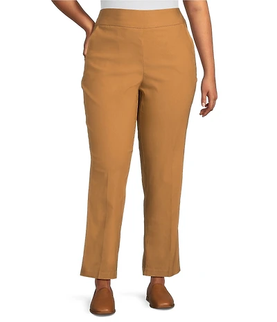 Allison Daley Plus Tobacco Stretch Pull-On Straight Leg Pants