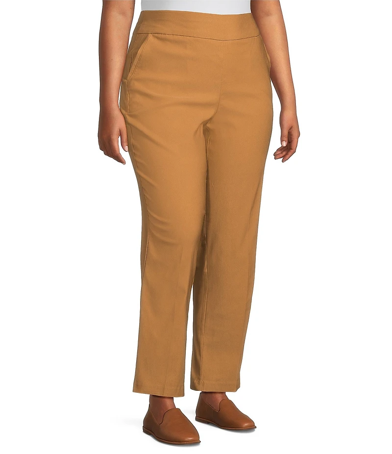 Allison Daley Plus Tobacco Stretch Pull-On Straight Leg Pants