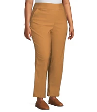 Allison Daley Plus Tobacco Stretch Pull-On Straight Leg Pants
