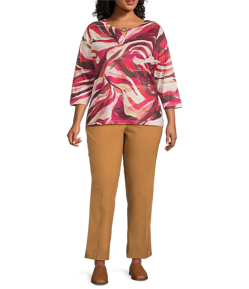 Allison Daley Plus Tobacco Stretch Pull-On Straight Leg Pants