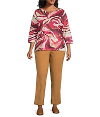 Allison Daley Plus Tobacco Stretch Pull-On Straight Leg Pants