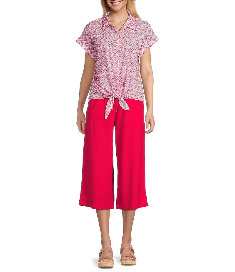 Allison Daley Pomegranate Linen Blend Pull-On Capri Pants