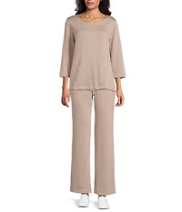 Allison Daley Pull-On Waist Straight Leg Knit Pants