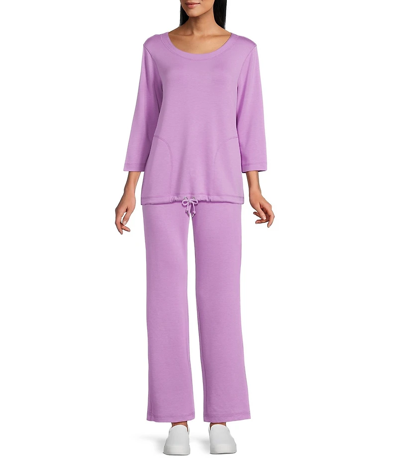 Allison Daley Pull-On Waist Straight Leg Knit Pants