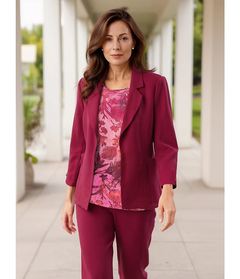 Allison Daley Rhubarb 3/4 Sleeve Open-Front Blazer