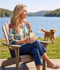 Allison Daley Riverside Border Print 3/4 Sleeve Crew Neck Knit Top