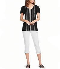 Allison Daley Short Flutter Sleeve V-Neck Top