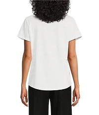 Allison Daley Short Sleeve Keyhole Neck Knit Top