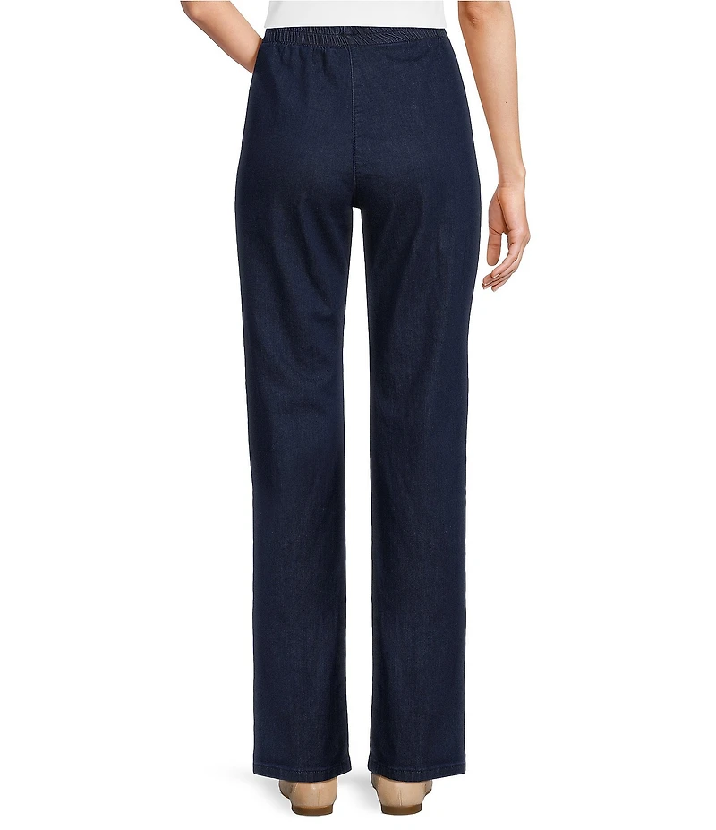 Allison Daley Straight Leg Stretch Denim Elastic Waist Pull-On Pants