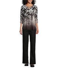 Allison Daley Straight Leg Stretch Denim Elastic Waist Pull-On Pants