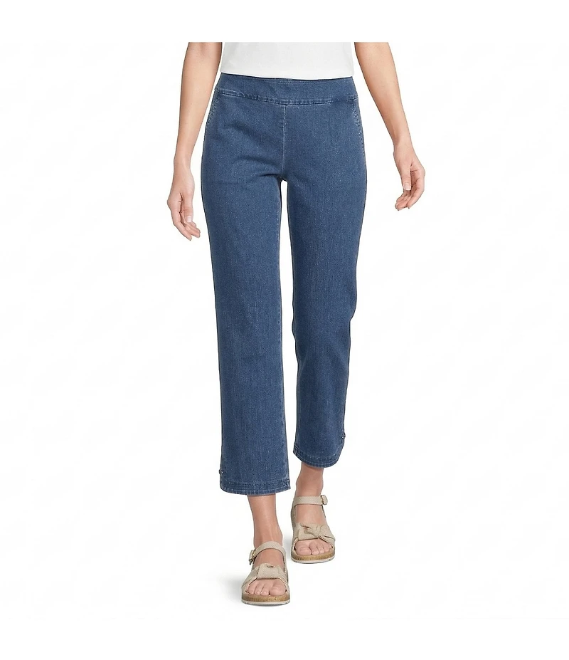 Allison Daley Stretch Denim Pull-On Straight Leg Crop Pants
