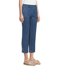 Allison Daley Stretch Denim Pull-On Straight Leg Crop Pants