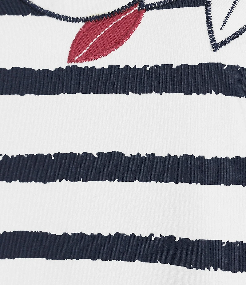 Allison Daley Stripe Short Sleeve Crew Neck Knit Top