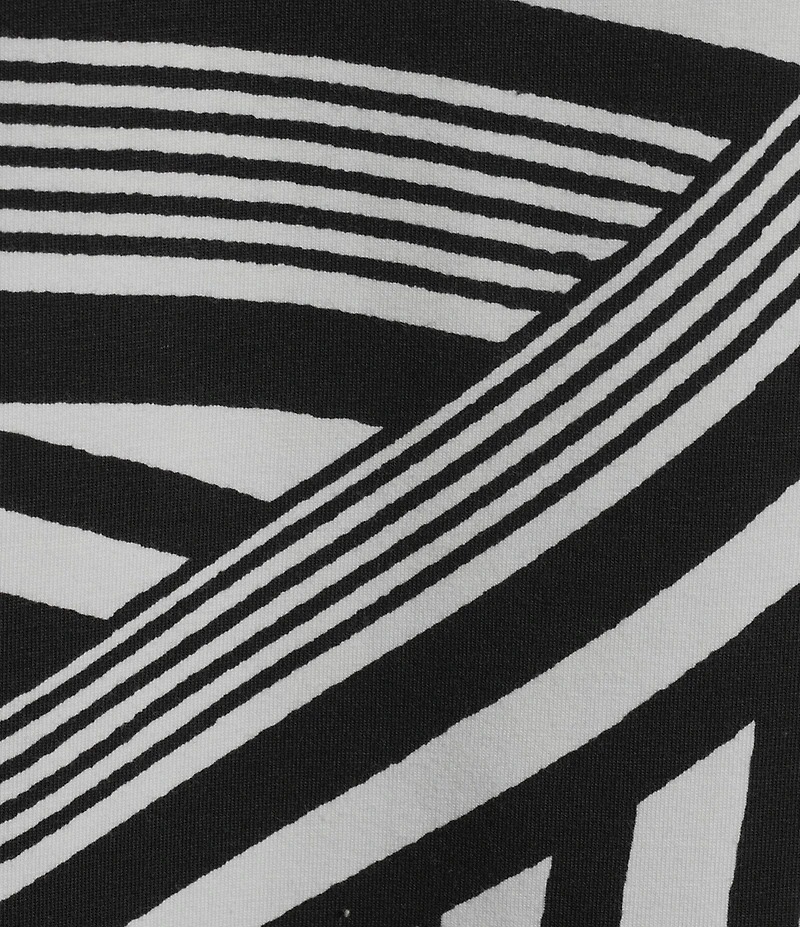 Allison Daley Stripe Waves Print 3/4 Sleeve Keyhole Neck Knit Top