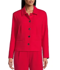 Allison Daley Tango Red Long Sleeve Point Collar Button Front Jacket