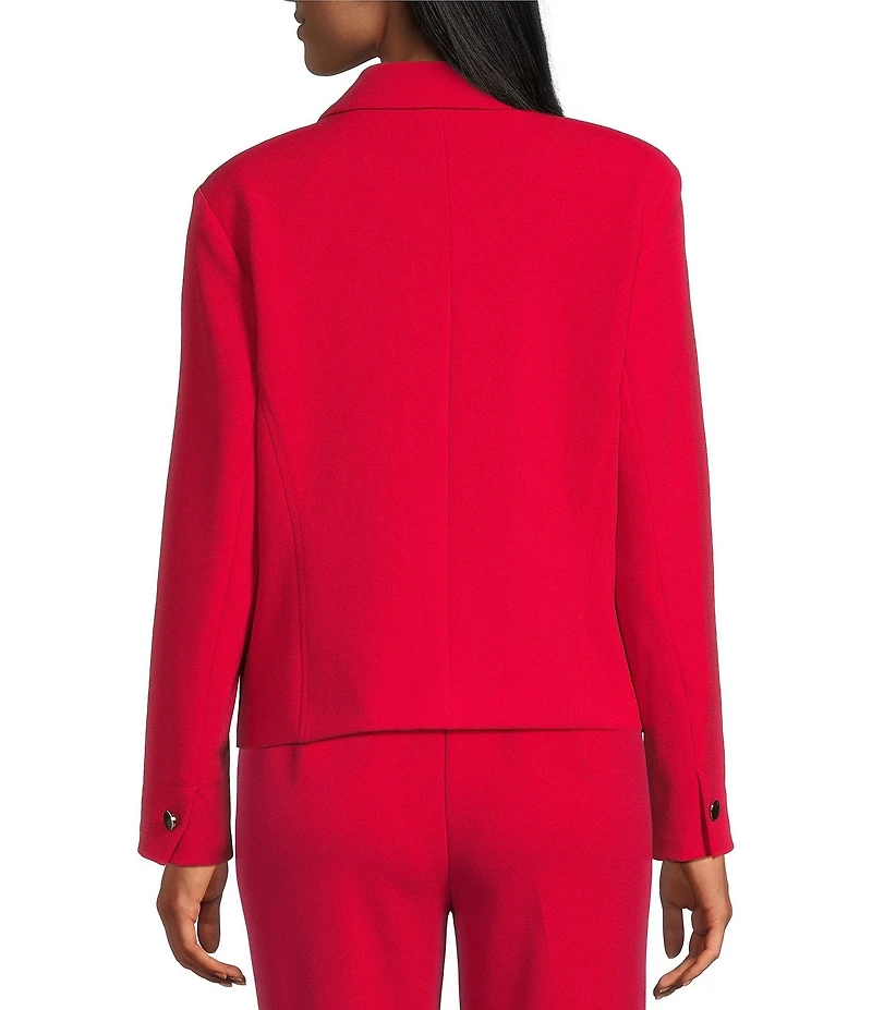 Allison Daley Tango Red Long Sleeve Point Collar Button Front Jacket