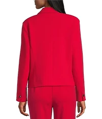 Allison Daley Tango Red Long Sleeve Point Collar Button Front Jacket
