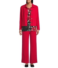 Allison Daley Tango Red Long Sleeve Point Collar Button Front Jacket