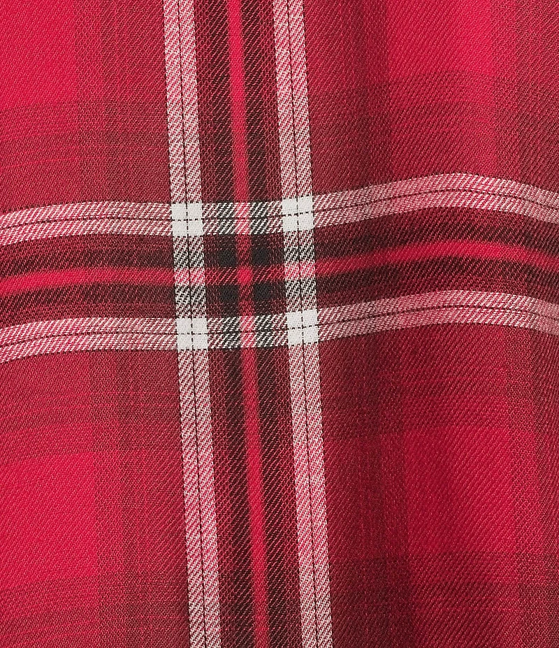 Allison Daley Tango Red Ombre Plaid Long Sleeve Point Collar Button Front Shirt