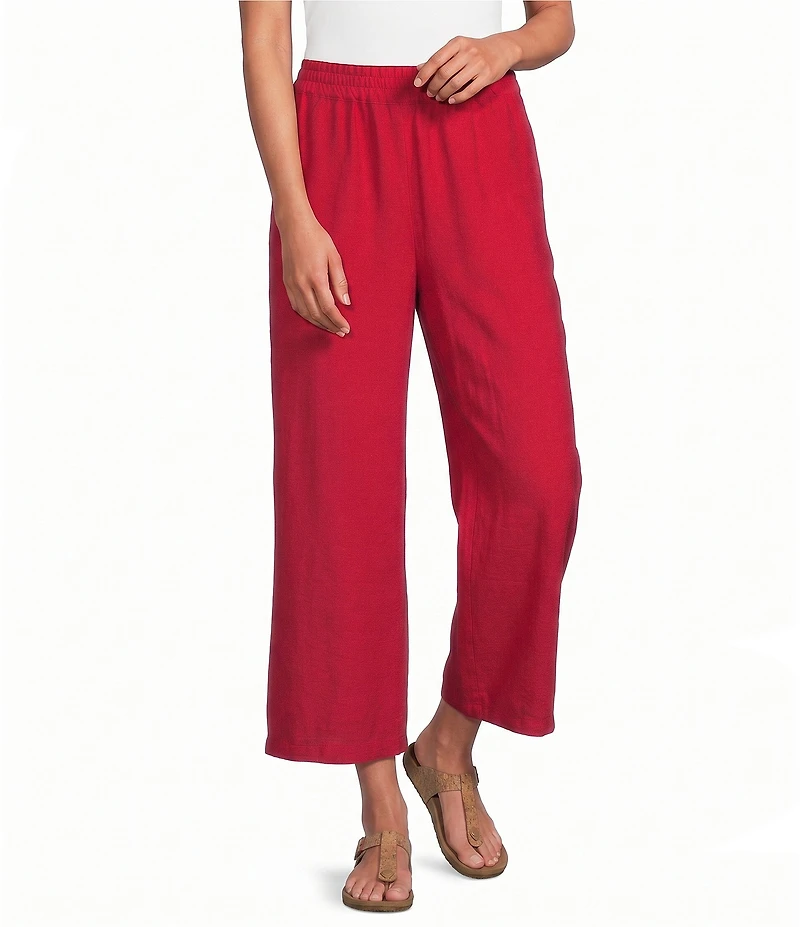 Allison Daley Tango Red Pull-On Crinkle Soft Crop Pants