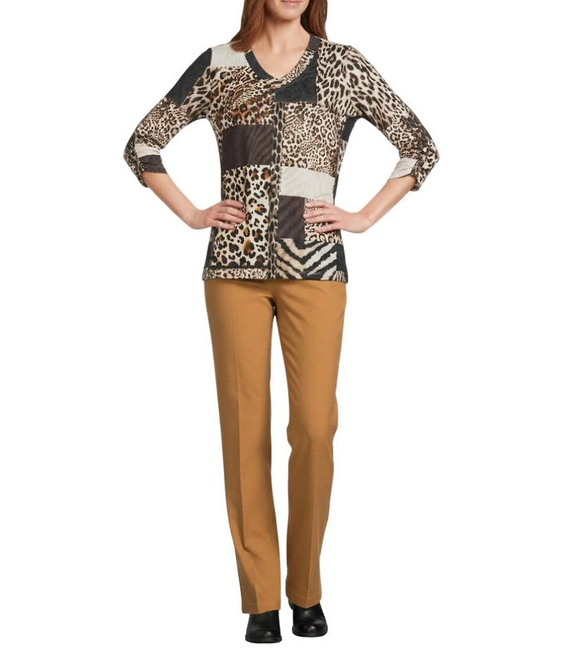 Allison Daley Tobacco Stretch Pull-On Straight Leg Pants