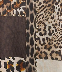 Allison Daley Wildlife Patchwork Print 3/4 Sleeve V-Neck Knit Top
